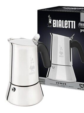 Bialetti - New Venus Induction, Stovetop Coffee Maker Stainless Steel, 10 Cups